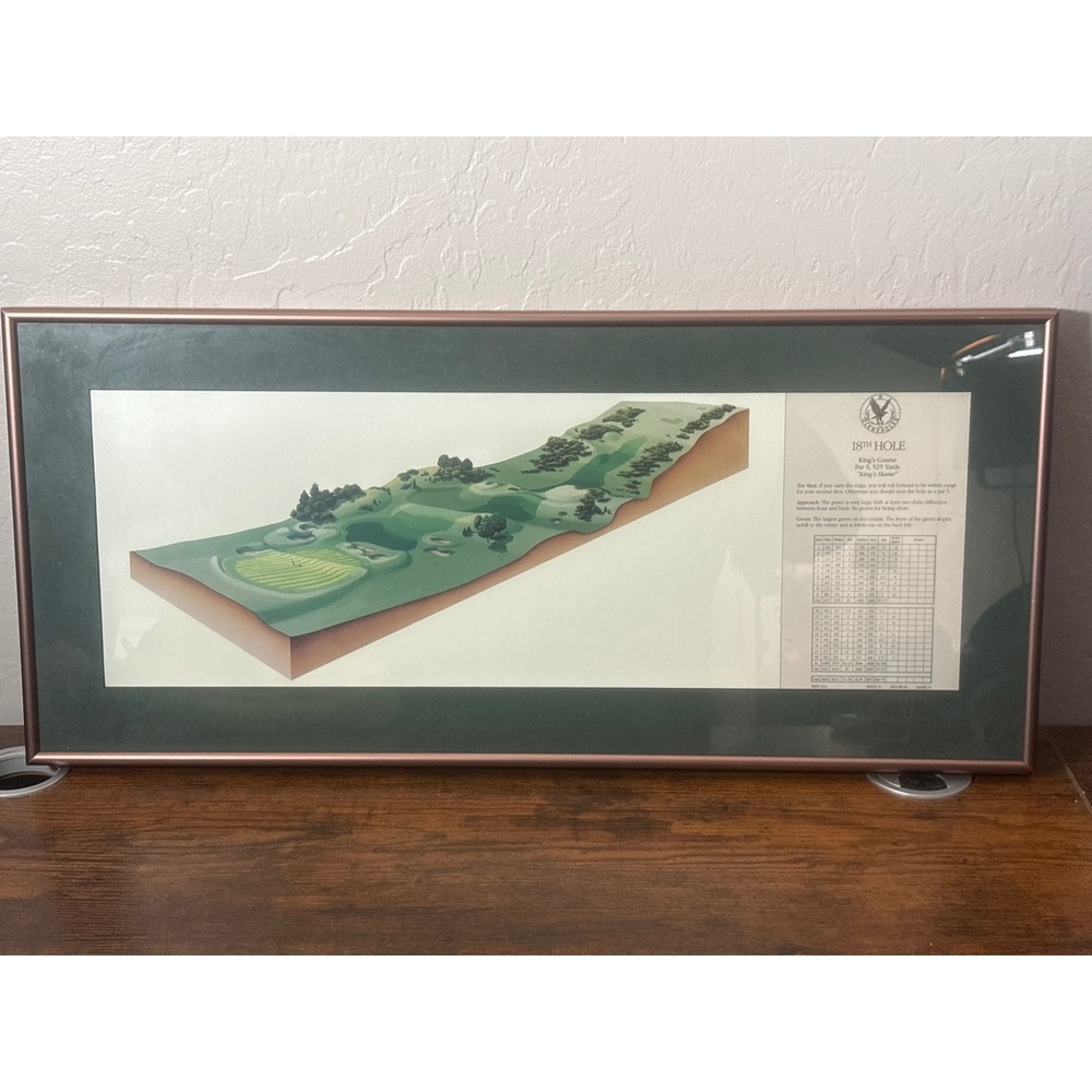 Gleneagles Kings Course 18th Hole Kings Hame Framed Golf Print Scorecard 26x12
